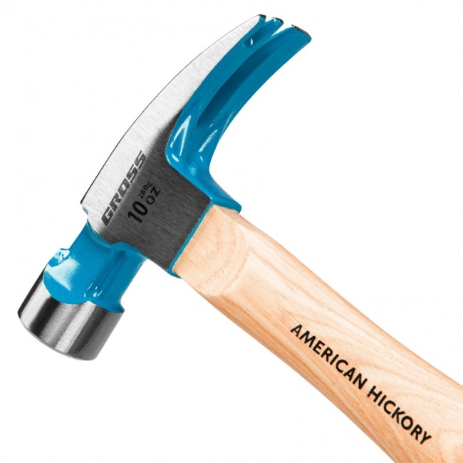 Молоток-гвоздодер, 280 г, угол 75, магнит, обрезиненная рукоятка American hickory GROSS Молоток-гвоздодер, 280 г, угол 75, магнит, обрезиненная рукоятка American hickory GROSS