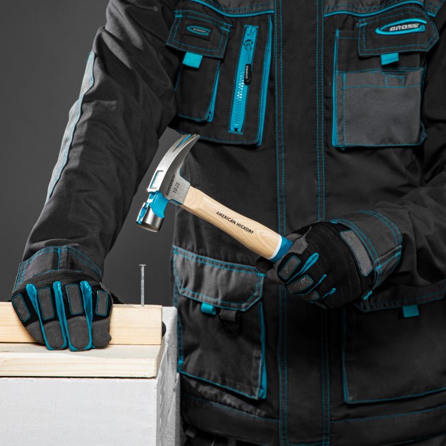 Молоток-гвоздодер, 280 г, угол 75, магнит, обрезиненная рукоятка American hickory GROSS Молоток-гвоздодер, 280 г, угол 75, магнит, обрезиненная рукоятка American hickory GROSS