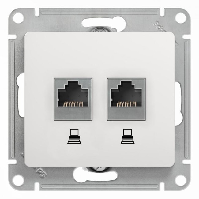 Glossa Белый Розетка 2-ая компьютерная RJ45+RJ45, кат.5E | GSL000185KK | SE