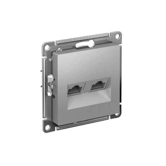 AtlasDesign Алюминий Розетка 2-ая компьютерная RJ45+RJ45, кат.5E, механизм | ATN000385 | SE
