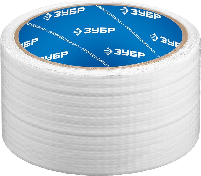 ЗУБР 48 мм, 10 м белая, на тканевой основе, универсальная, Армированная лента, ПРОФЕССИОНАЛ (12092-50-10)