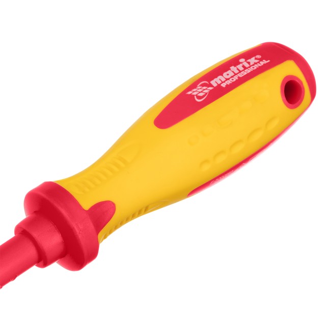 Отвертка Insulated, SL8 x 150 мм, CrMo, до 1000 В, двухкомпонентная рукоятка Matrix Professional Отвертка Insulated, SL8 x 150 мм, CrMo, до 1000 В, двухкомпонентная рукоятка Matrix Professional