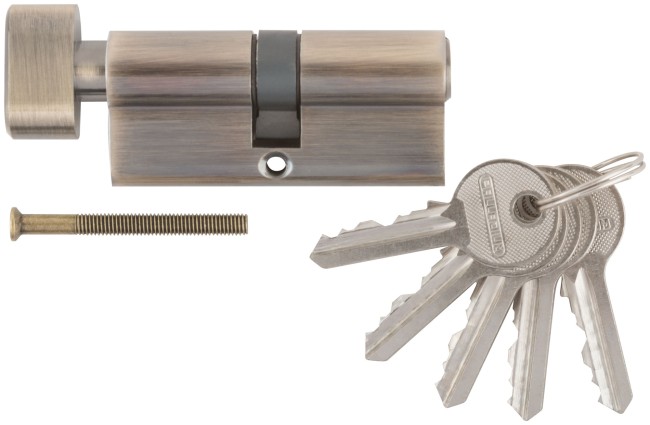 Цилиндровый механизм "PALLADIUM" 70 мм, ключ-завертка, старая бронза Цилиндровый механизм "PALLADIUM" 70 мм, ключ-завертка, старая бронза