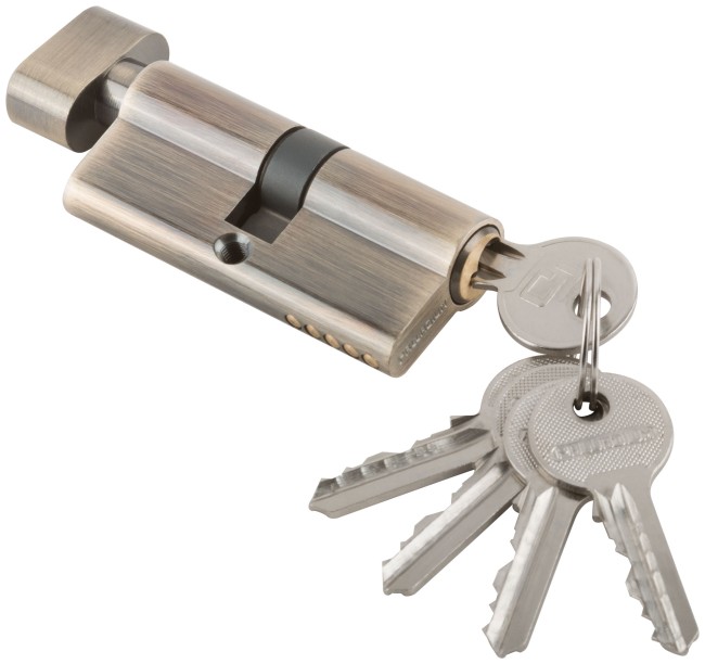 Цилиндровый механизм "PALLADIUM" 70 мм, ключ-завертка, старая бронза Цилиндровый механизм "PALLADIUM" 70 мм, ключ-завертка, старая бронза