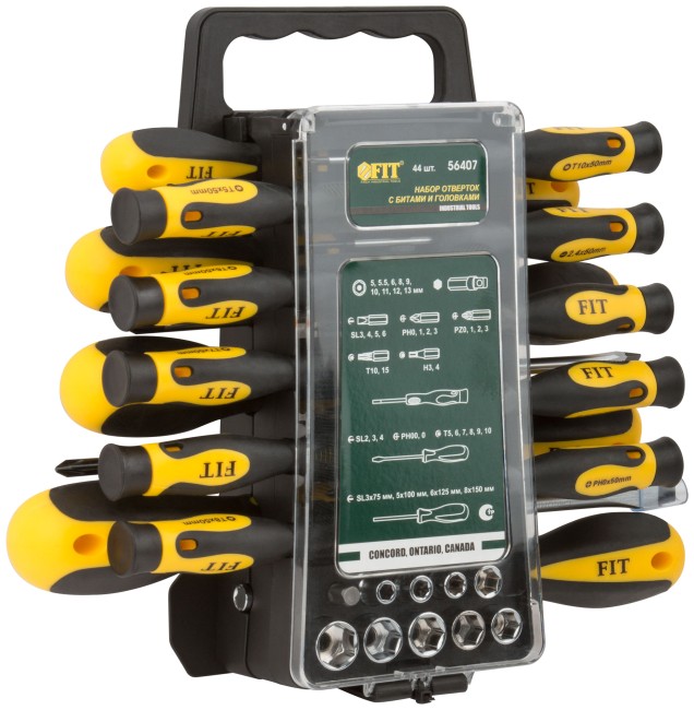 Отвертки и биты CrV, набор 44 шт., пластиковый футляр Отвертки и биты CrV, набор 44 шт., пластиковый футляр