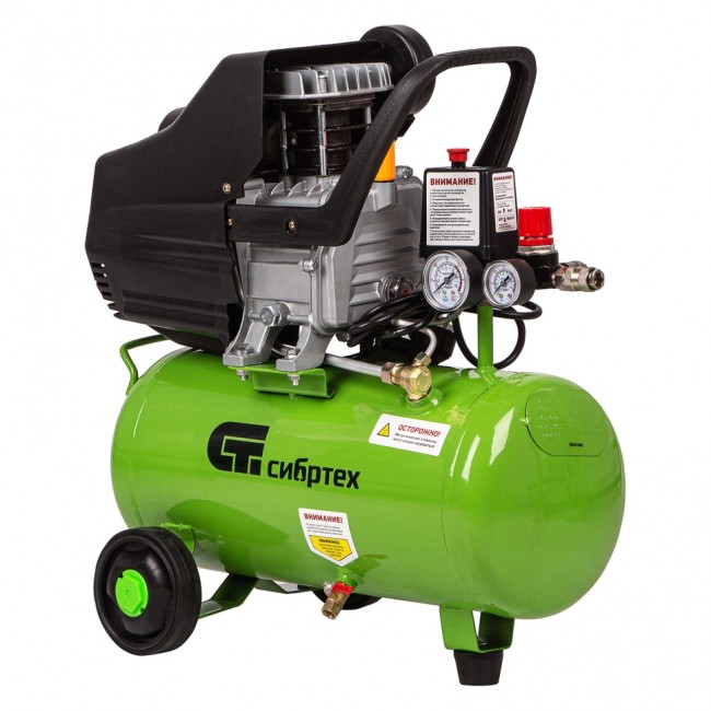 Компрессор воздушный КК-1100/22, 1, 1 кВт, 135 л/мин, 22 л, прямой привод, масляный Сибртех