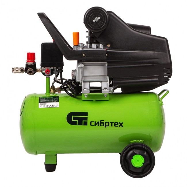 Компрессор воздушный КК-1100/22, 1, 1 кВт, 135 л/мин, 22 л, прямой привод, масляный Сибртех
