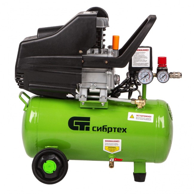 Компрессор воздушный КК-1100/22, 1, 1 кВт, 135 л/мин, 22 л, прямой привод, масляный Сибртех