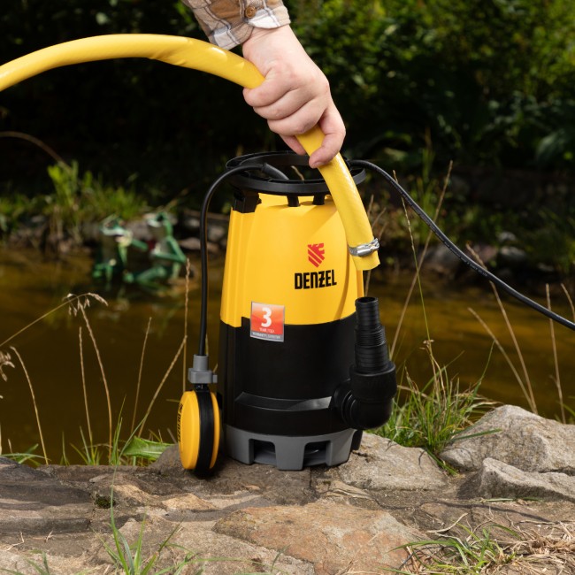 Дренажный насос для чистой и грязной воды DP900S, 900 Вт, напор 9 м, 18000 л/ч Denzel Дренажный насос для чистой и грязной воды DP900S, 900 Вт, напор 9 м, 18000 л/ч Denzel