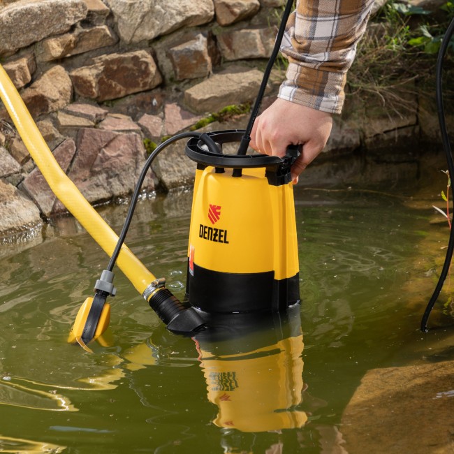 Дренажный насос для чистой и грязной воды DP900S, 900 Вт, напор 9 м, 18000 л/ч Denzel Дренажный насос для чистой и грязной воды DP900S, 900 Вт, напор 9 м, 18000 л/ч Denzel