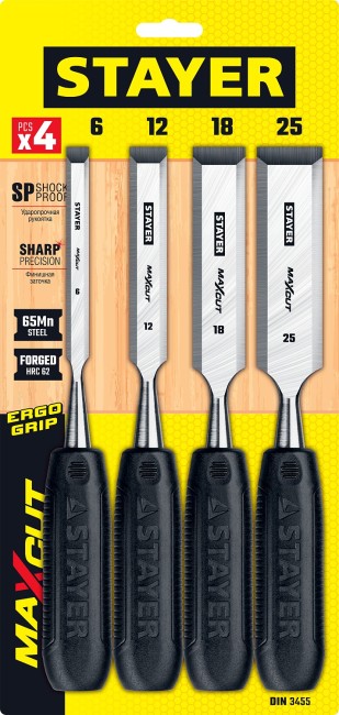 STAYER Max-Cut, 4 предм, набор стамесок (1820-H4)