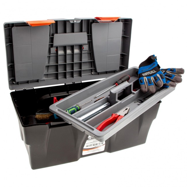 Ящик для инструмента 24", 590 х 300 х 300 мм, пластик Россия Stels Ящик для инструмента 24", 590 х 300 х 300 мм, пластик Россия Stels