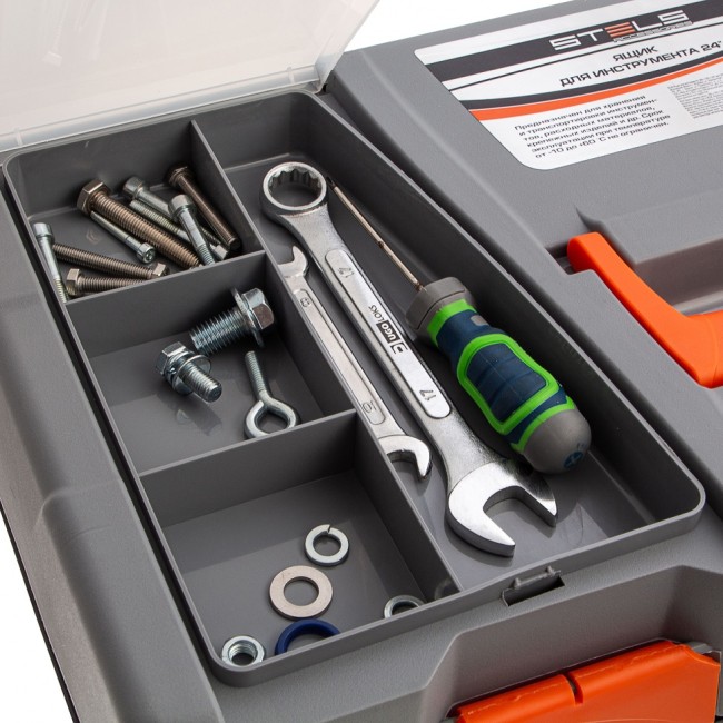 Ящик для инструмента 24", 590 х 300 х 300 мм, пластик Россия Stels Ящик для инструмента 24", 590 х 300 х 300 мм, пластик Россия Stels