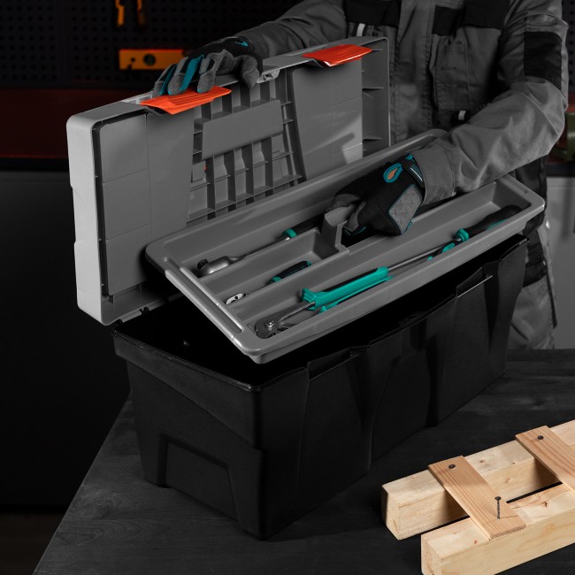 Ящик для инструмента 24", 590 х 300 х 300 мм, пластик Россия Stels Ящик для инструмента 24", 590 х 300 х 300 мм, пластик Россия Stels