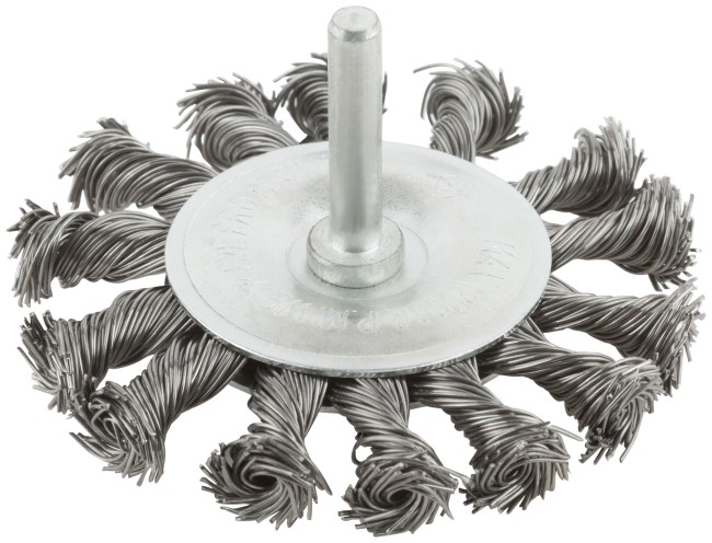 Корщетка, тип "колесо", со штифтом, стальная витая проволока 75 мм Корщетка, тип "колесо", со штифтом, стальная витая проволока 75 мм