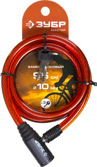 ЗУБР 950 мм, d 10 мм, 3 ключа, тросовый замок (37263-95) ЗУБР 950 мм, d 10 мм, 3 ключа, тросовый замок (37263-95)