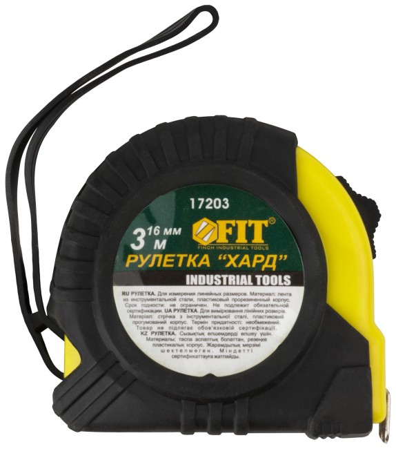 Рулетка прорезиненный корпус "Хард" 3 м x 16 мм Рулетка прорезиненный корпус "Хард" 3 м x 16 мм