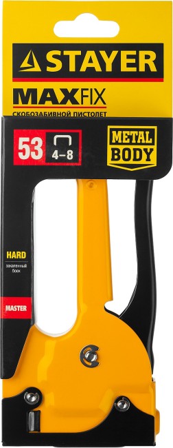 STAYER B-53, тип 53 (A/10/JT21) 23GA (4 - 8 мм), стальной степлер (3145) STAYER B-53, тип 53 (A/10/JT21) 23GA (4 - 8 мм), стальной степлер (3145)